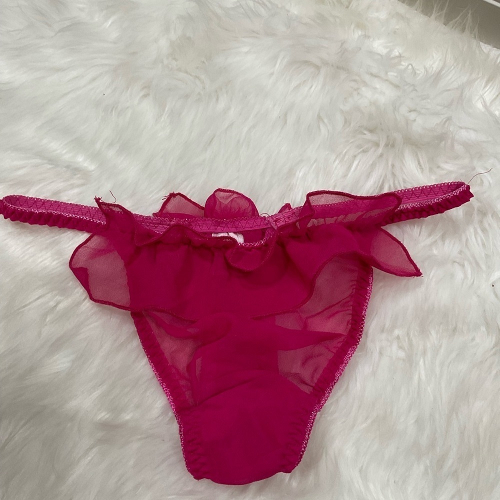 Silk Sheer Pink Ruffle Thong